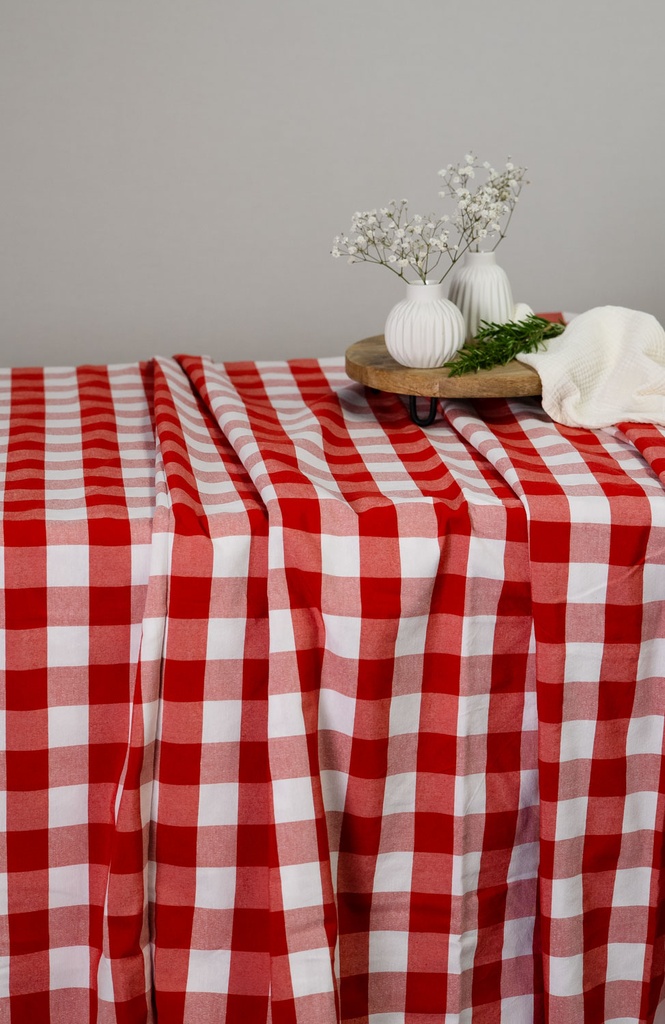 Mantel Vichy XL rojo redondo 3.5