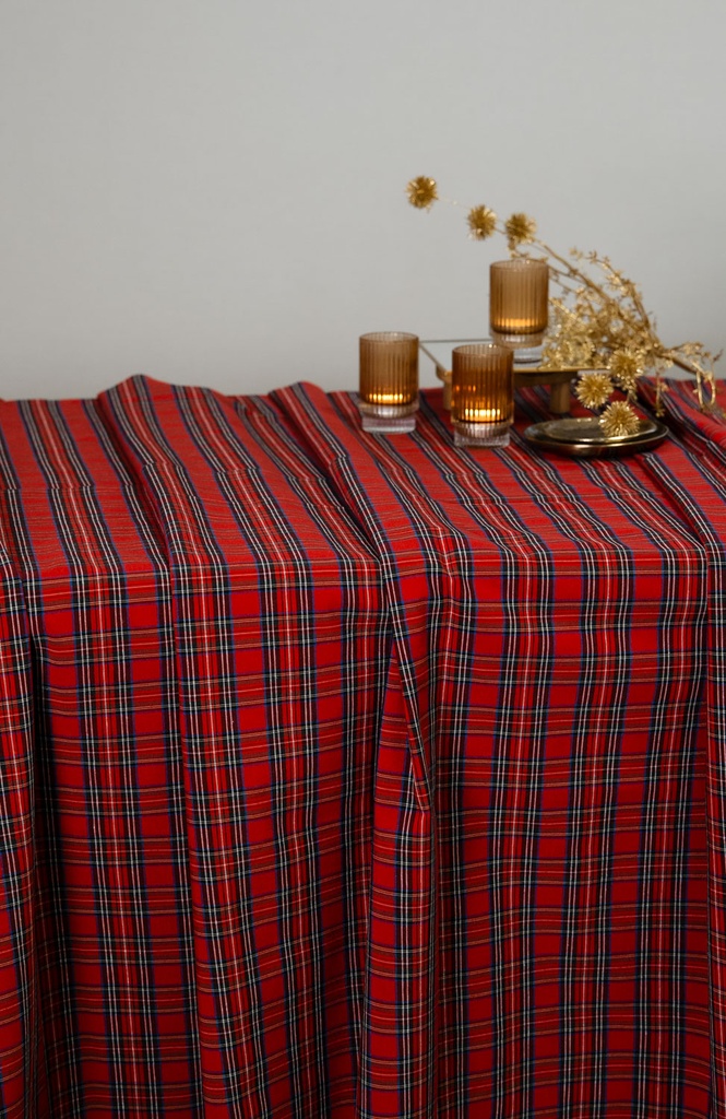 Mantel Tartán Rojo Navidad cuadrado 3.60