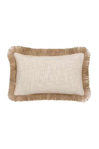 [CJ003] Cojín Flecos blanco roto 30x50